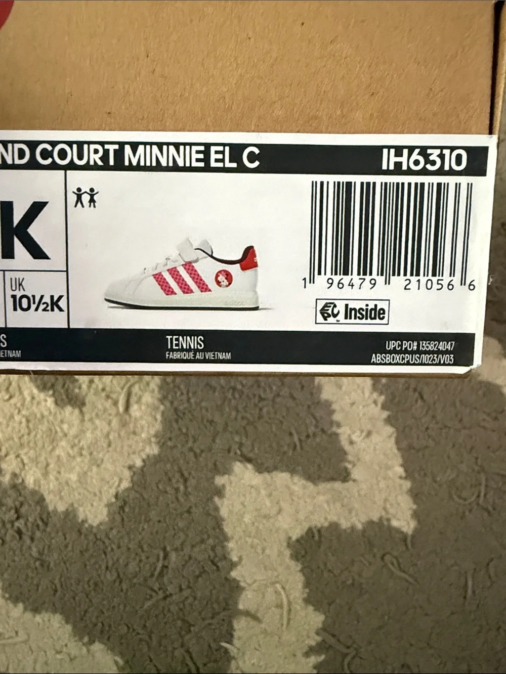 adidas Kids White Sneakers with Pink Polka-Stripe and Minnie Accent